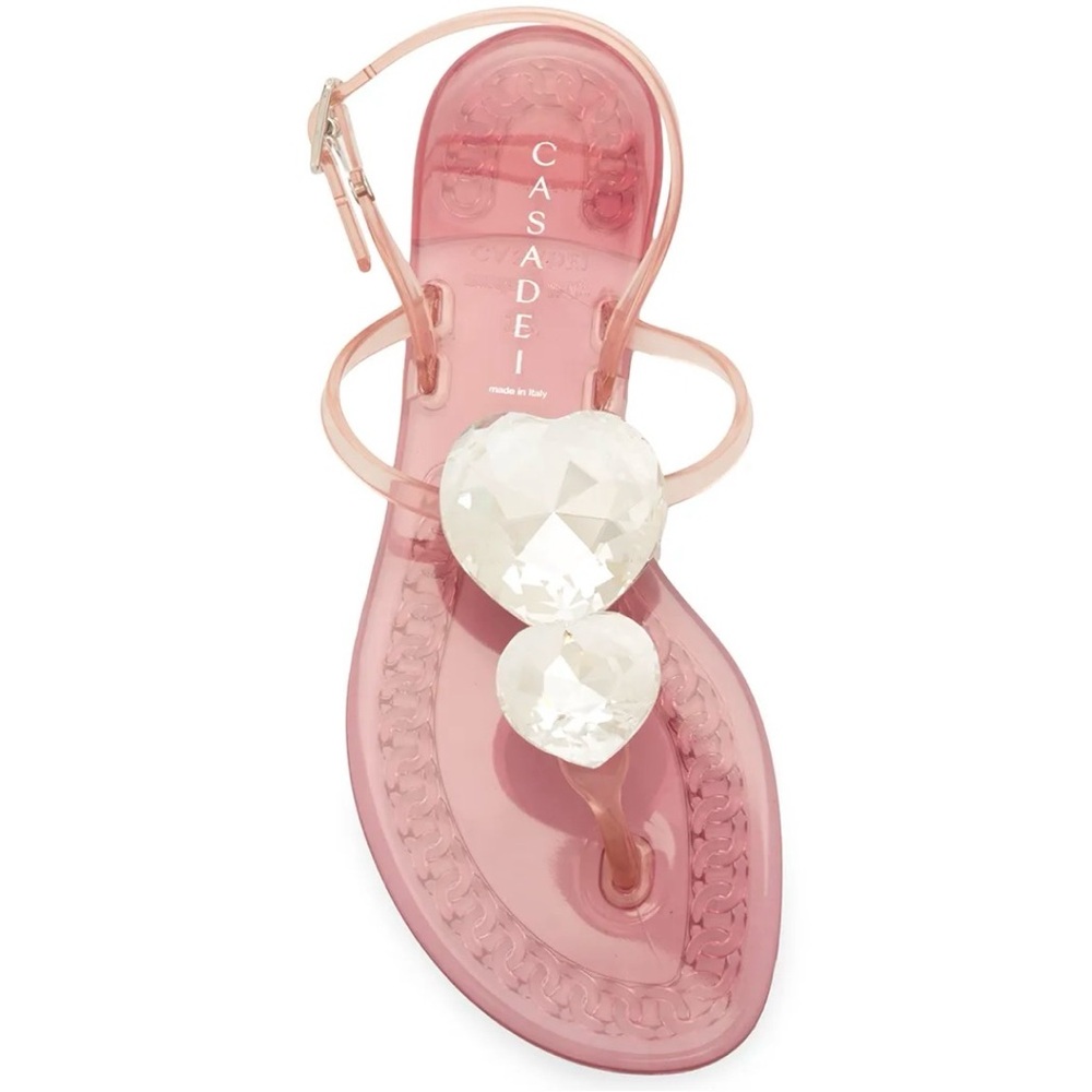 Casadei Heart Crystal Embellished Clear Sparkle Jelly Sandals EU 36